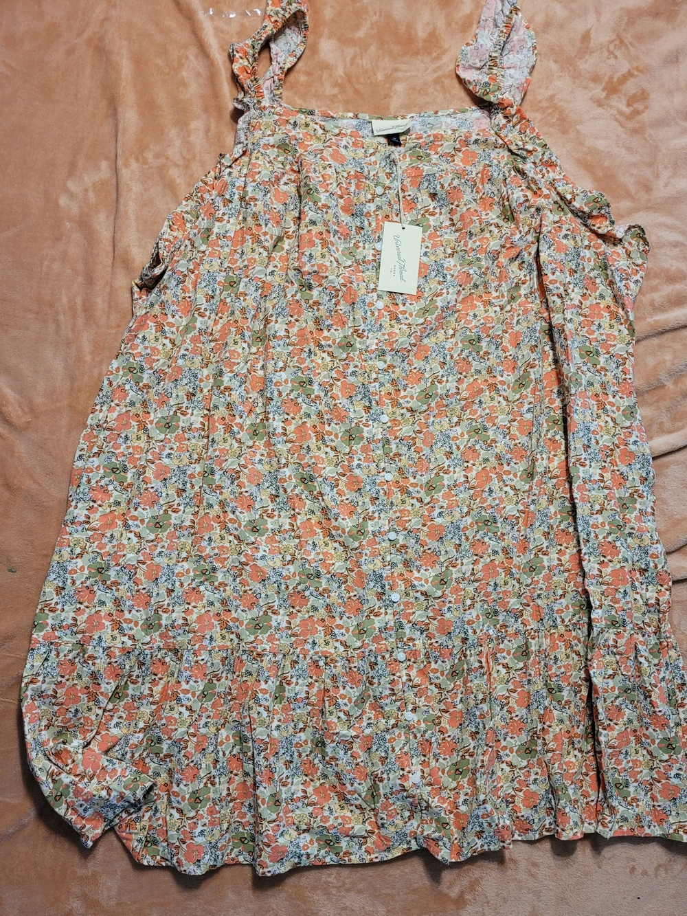 Universal Thread Coral Floral Tiered A-Line Skirt